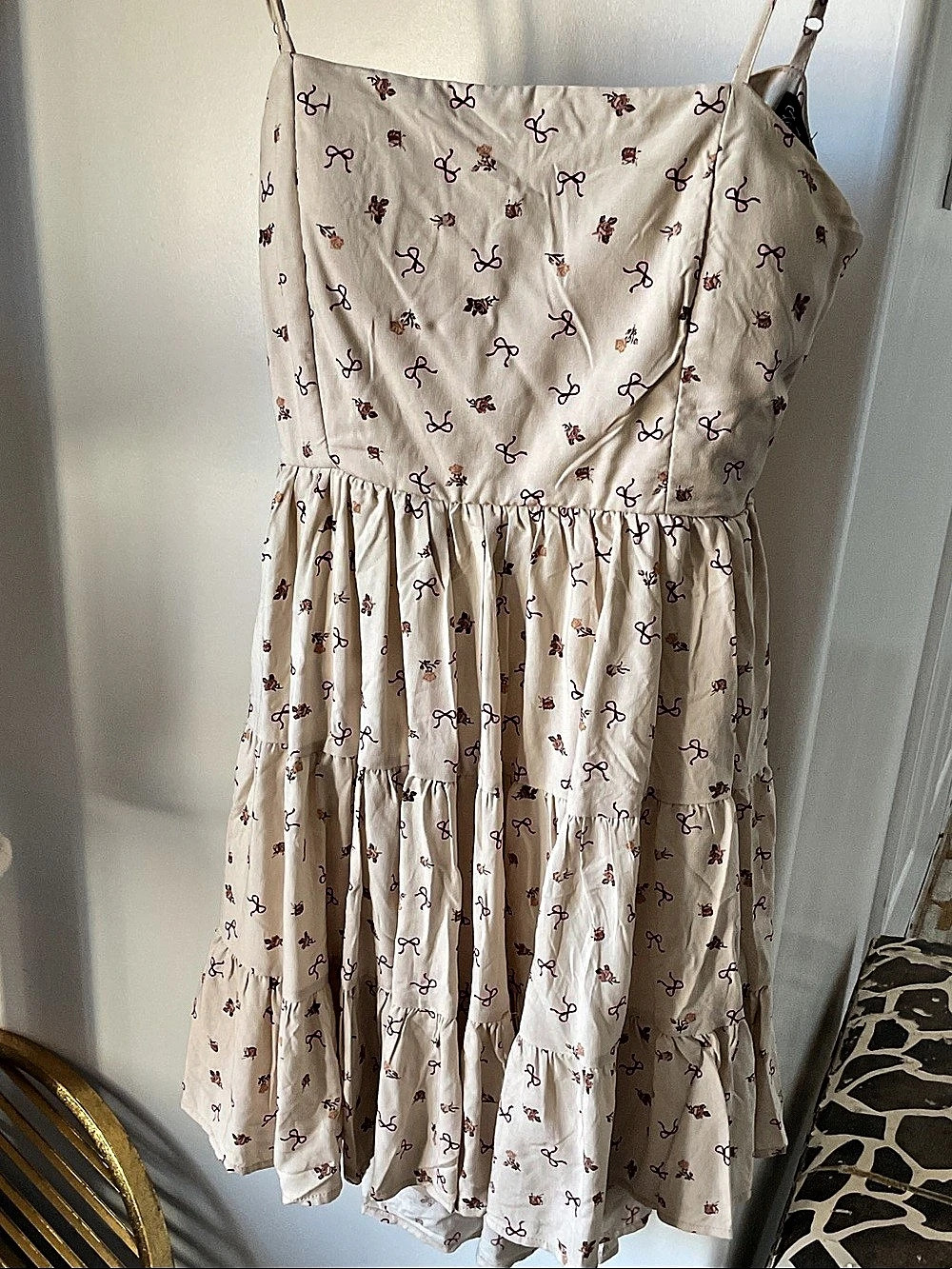 Floral Mini Dress in Cream & Red Size Medium